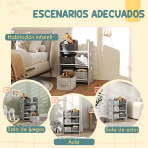 Estantería Infantil para Niños de +3 Años Estantería para Juguetes con 6 Cajas de Tela no Tejida Extraíbles Organizador de Juguetes para Dormitorio Guardería 43x30x60 cm Gris