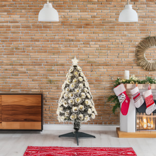 Árbol de navidad de fibra óptica con 95 luces led blanco cálido y 8 funciones de color h.90cm