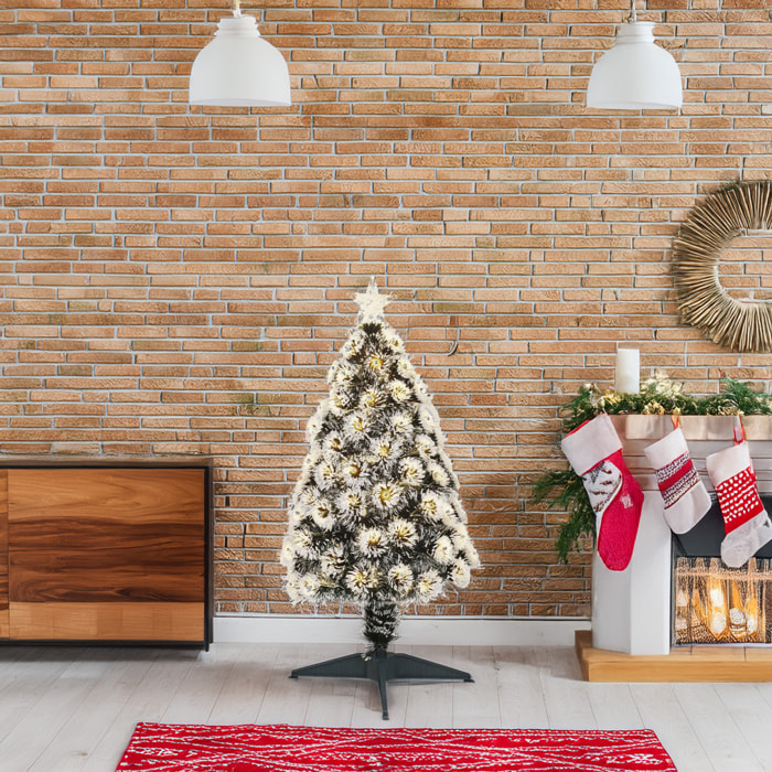 Árbol de navidad de fibra óptica con 95 luces led blanco cálido y 8 funciones de color h.90cm