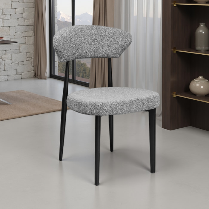 Lot de 2 chaises de salle à manger Tomasucci MELANIA, en tissu, gris, 57 × 48 × 81 cm