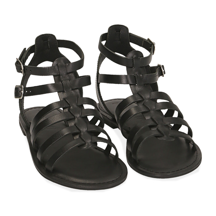 Sandalias de piel negra