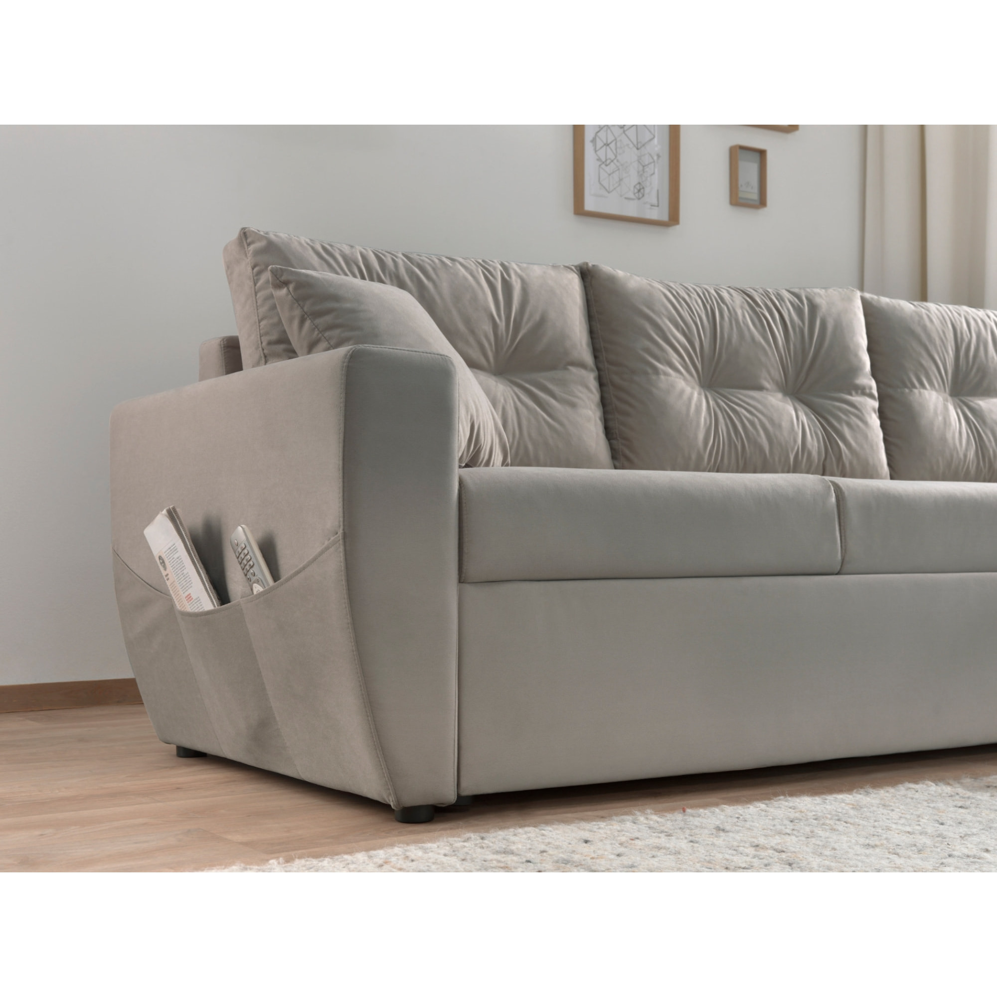 Astoria - canapé d'angle réversible - convertible avec coffre - style contemporain- 4 places - Gris clair