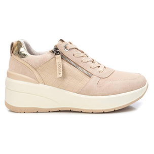 Zapatilla de piel beige