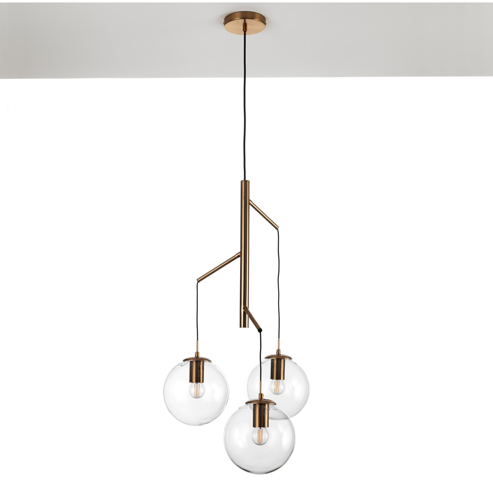 Suspension Tomasucci ALYCIA E, en acier et verre, doré