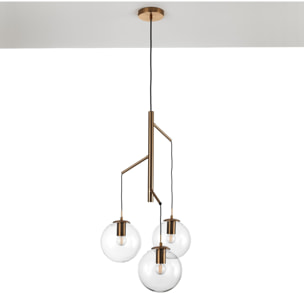 Suspension Tomasucci ALYCIA E, en acier et verre, doré