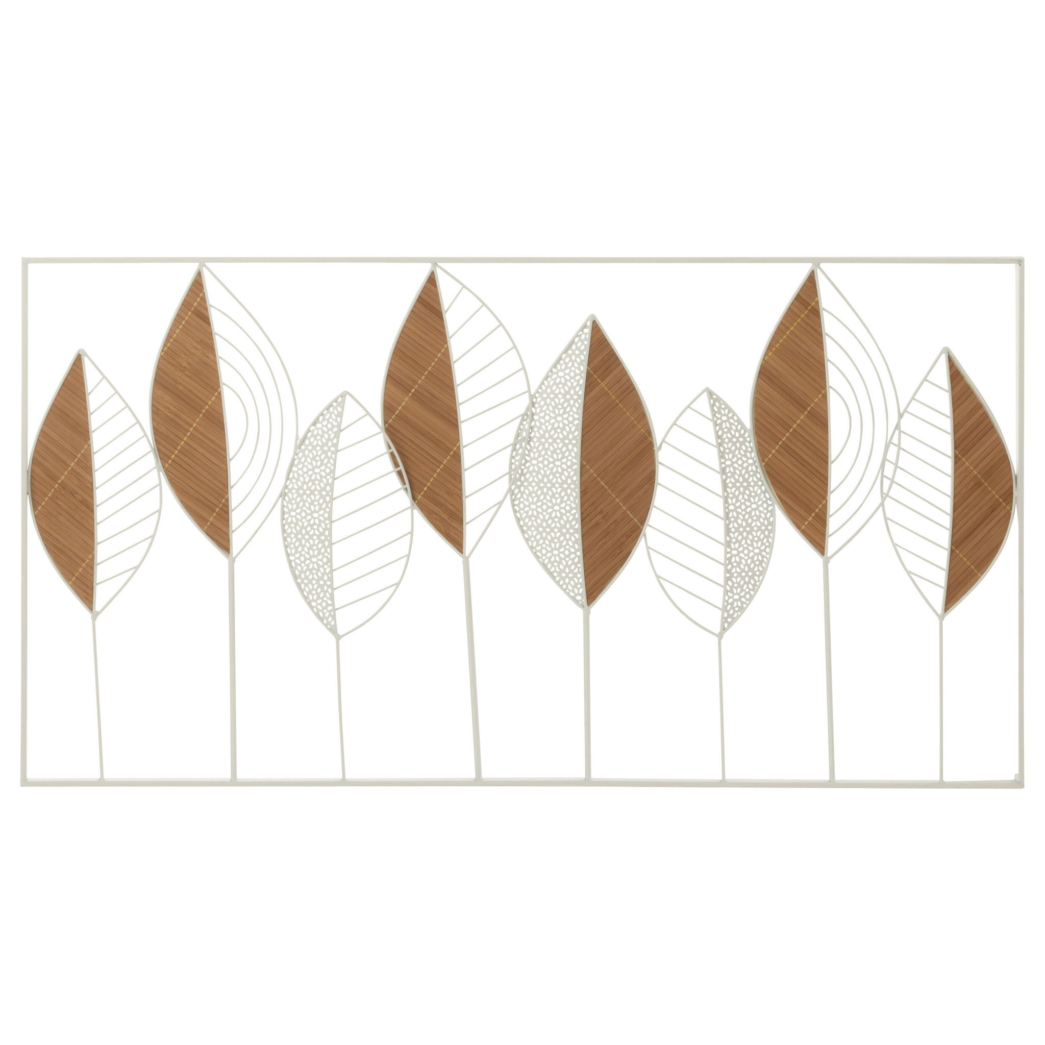J-Line décoration murale Feuilles - métal/bambou - mix - large