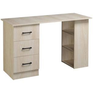 Bureau informatique table multi-fonctions 3 tiroirs 2 étagères dim. 120L x 49l x 72H cm MDF aspect bois