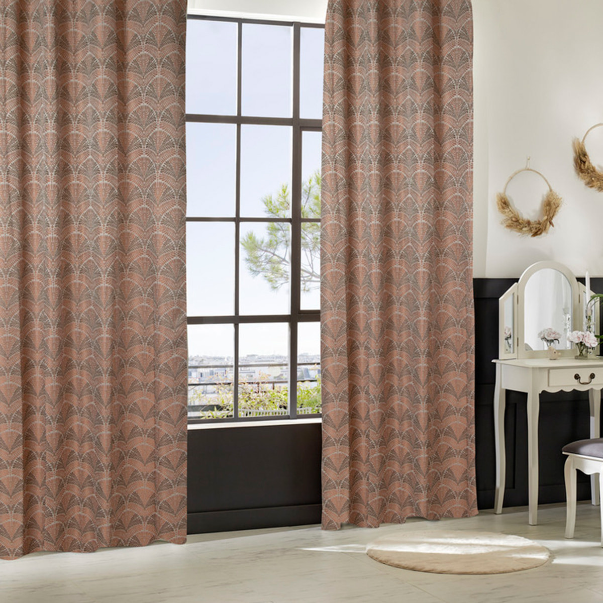 Rideau "Mizani" jacquard terracotta 135x260cm