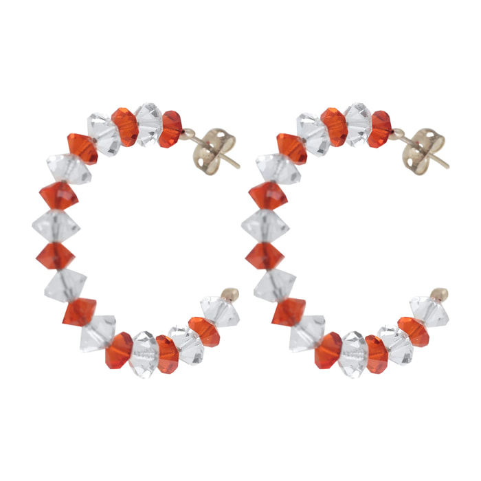 Aro-criolla plata "Space" naranja-cristal