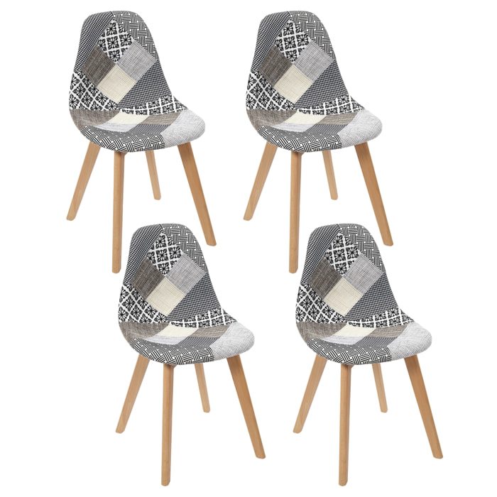 Chaise Patchwork Gris - Lot De 4