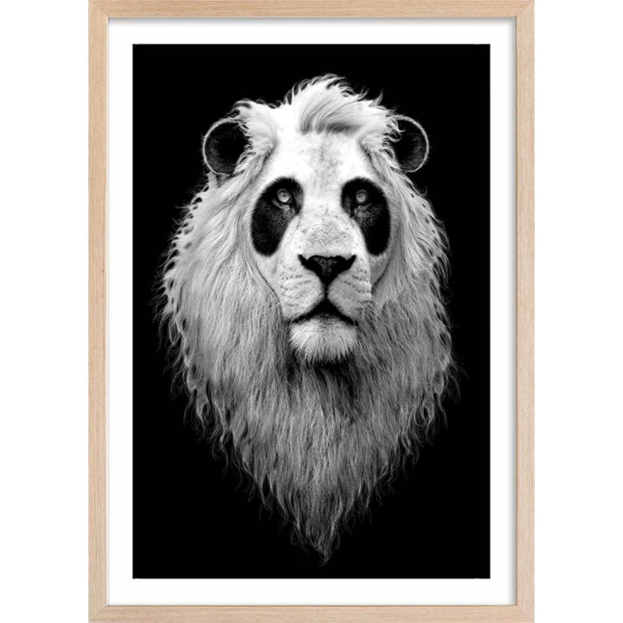 Affiche enfant le pandalion  Affiche + cadre en bois - Chêne