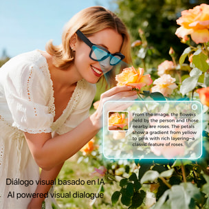 Gafas inteligentes M01 PRO, cámara con flash integrada de 8 MPX, control de música, inteligencia artificial, traducción de +100 idiomas en tiempo real.