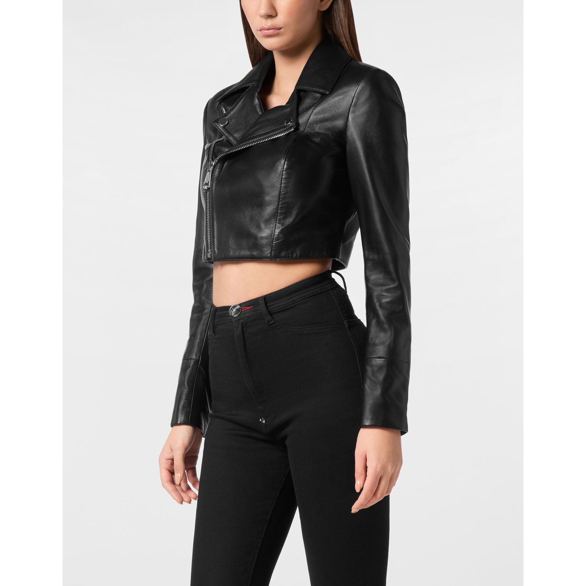 PHILIPP PLEIN Leather Biker FLAME RACING