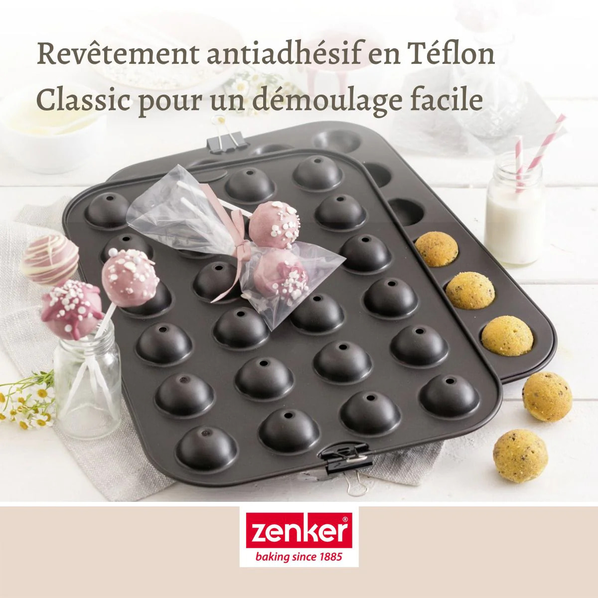 Set moule cake pop bâtonnets et sachets transparents 38 x 26 cm Zenker Special Creative