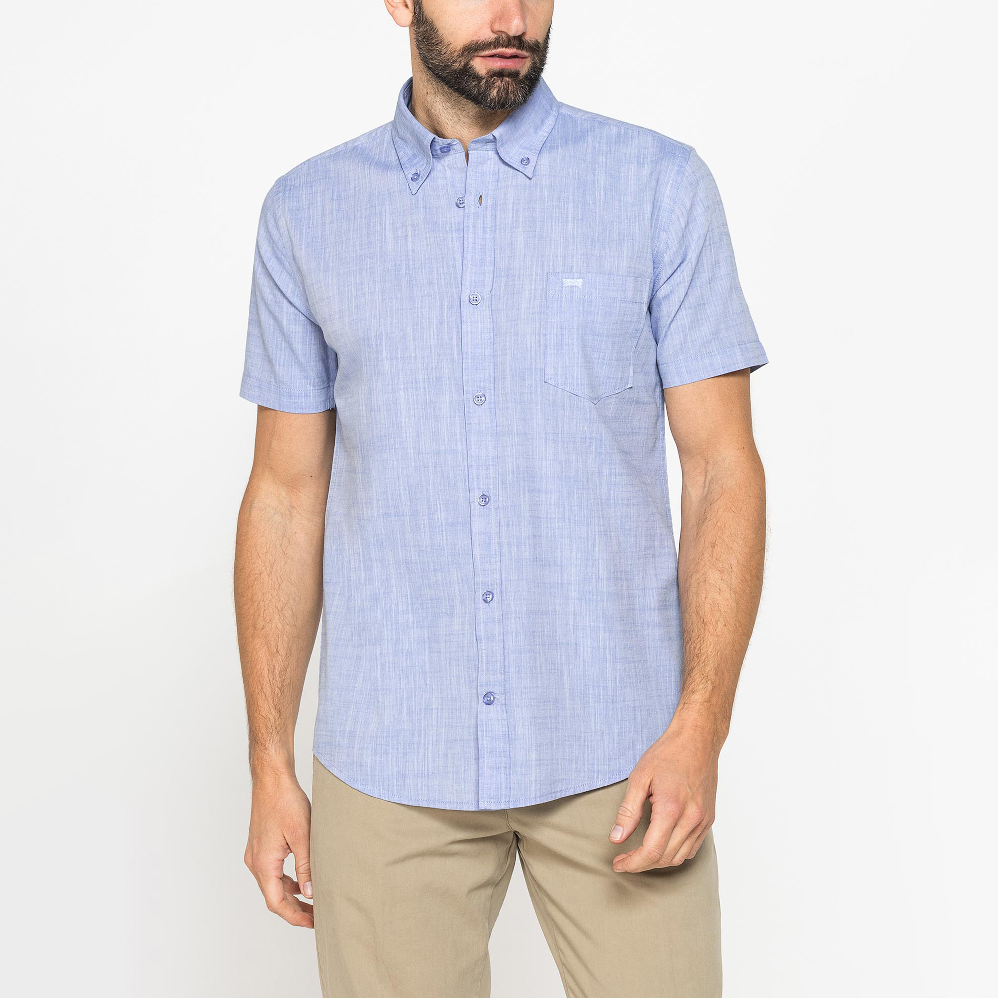 CAMICIA IN COTONE FIAMMATO EFFETTO LINO