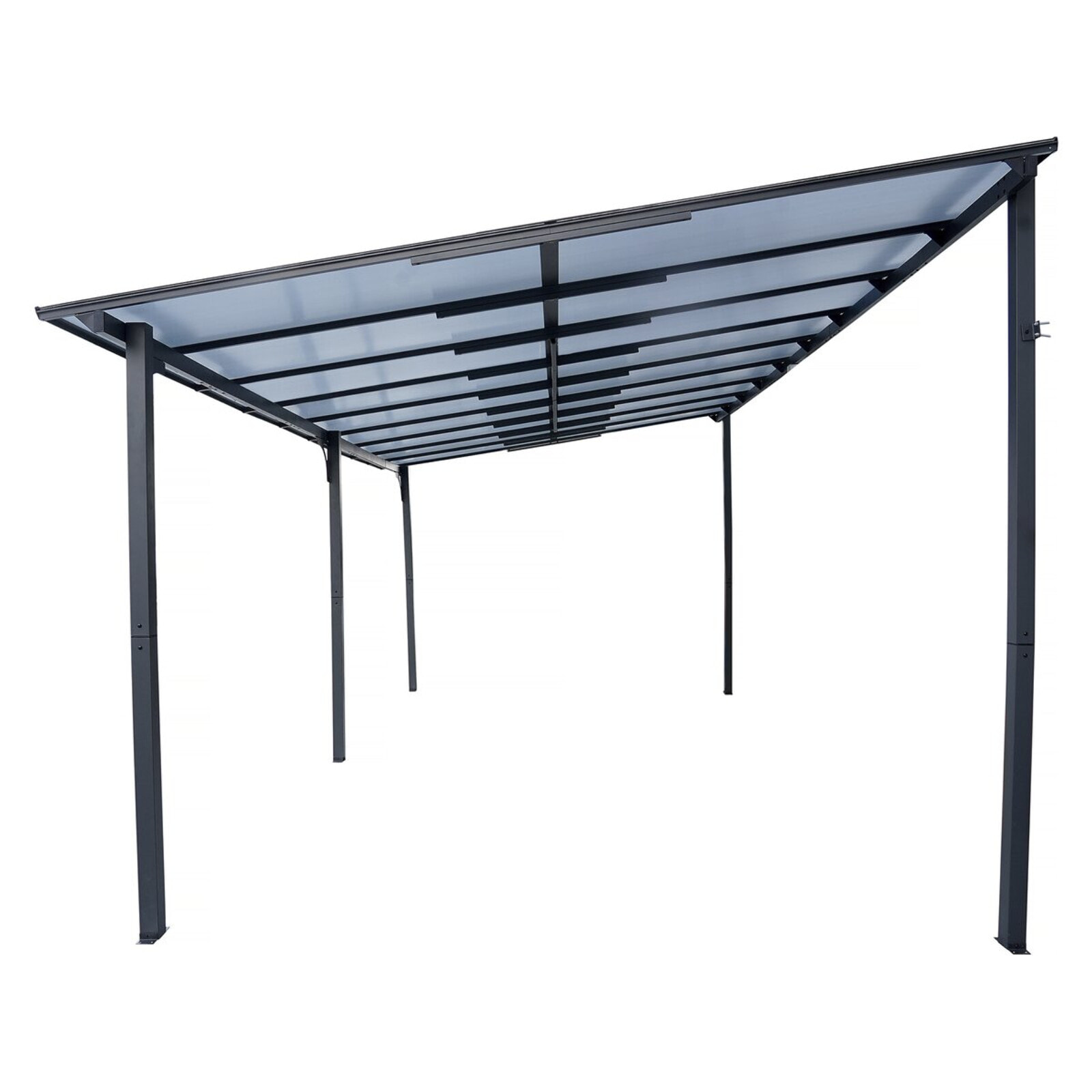 Pergola tonnelle adossée "Marvin" - 5.5 x 3 m - 545 x 298 x 243 cm - Gris foncé
