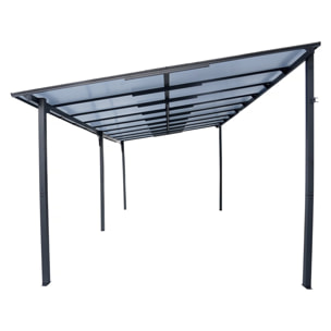 Pergola tonnelle adossée "Marvin" - 5.5 x 3 m - 545 x 298 x 243 cm - Gris foncé