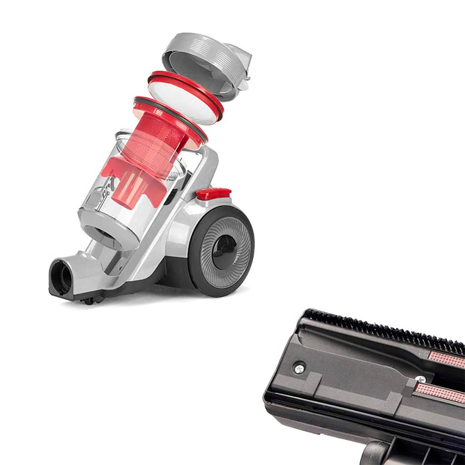 Aspirador ciclónico con ruedas 900W de potencia y 1500 ml de capacidad.