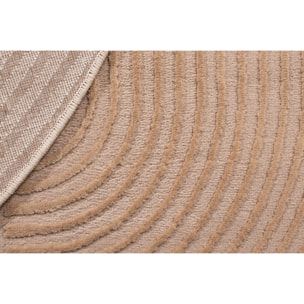 BIANCA - Tapis rond à motif géométrique en relief - Beige