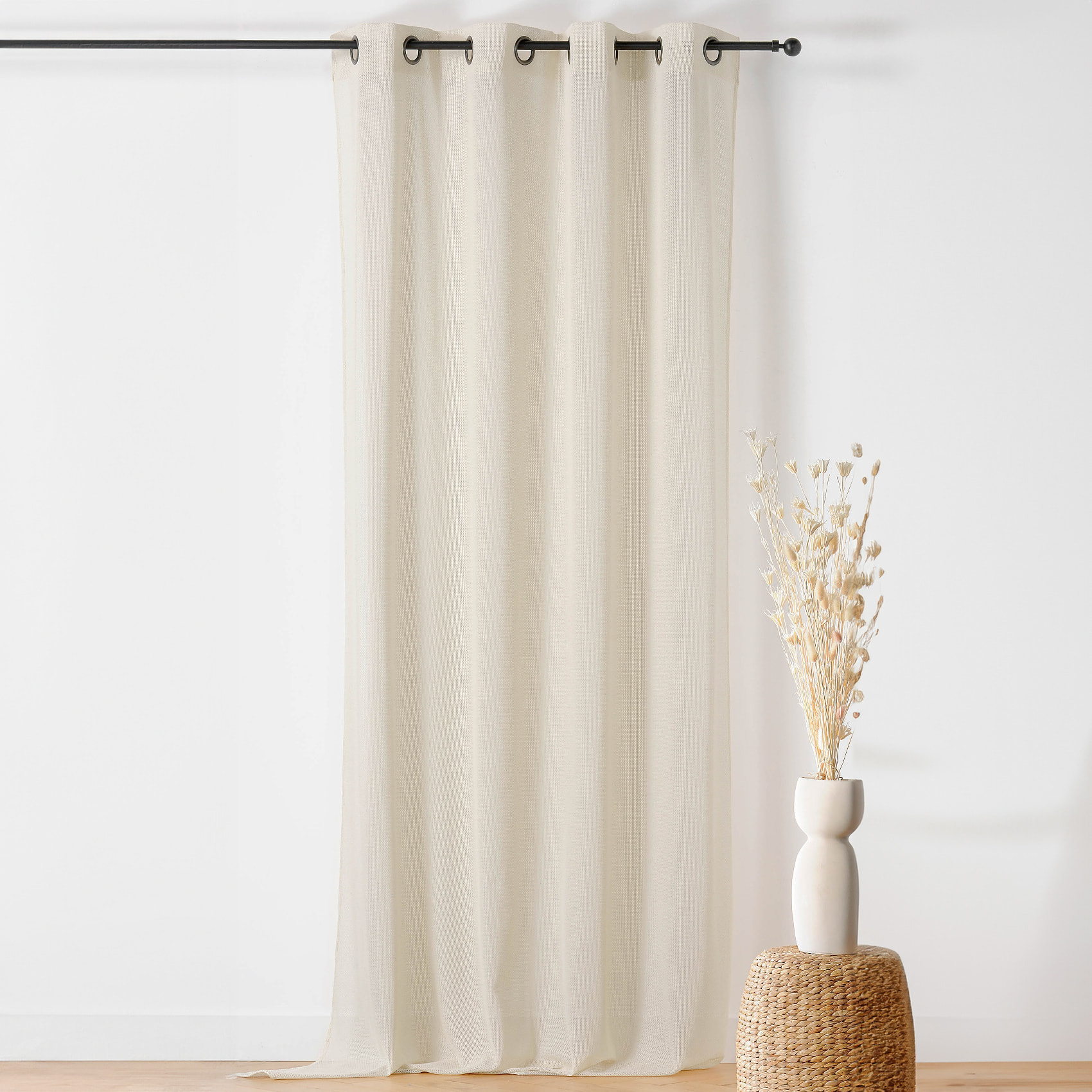 Voilage à Oeillets  - Effet Tissé - Beige