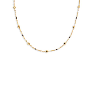 Collar Dots L Black Enamel Acero Baño Oro