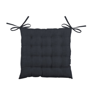 Galette de chaise unie en 16 points - Gris Foncé
