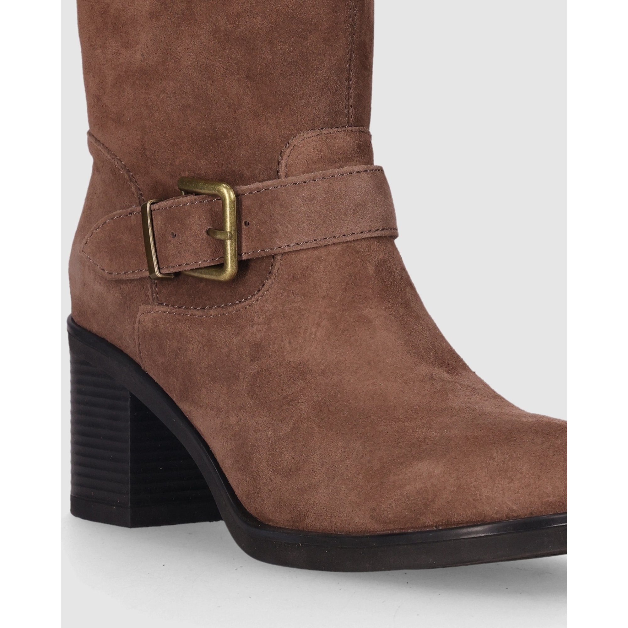 Botines de Serraje - Taupe - Tacón: 5 cm