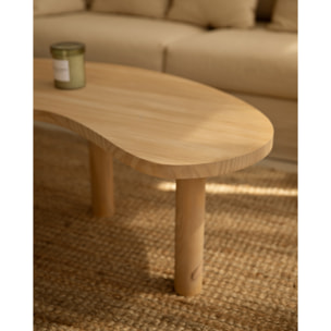 Table basse en bois massif aux formes organiques en teinte chêne moyen en différentes tailles