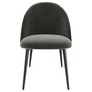 Set di 4 Sedie Imbottite Da Pranzo In Velluto Sedia Gambe In Metallo Nero Schienale Soggiorno Salotto Camera 43 x 47.5 x 80 Cm (Grigio)