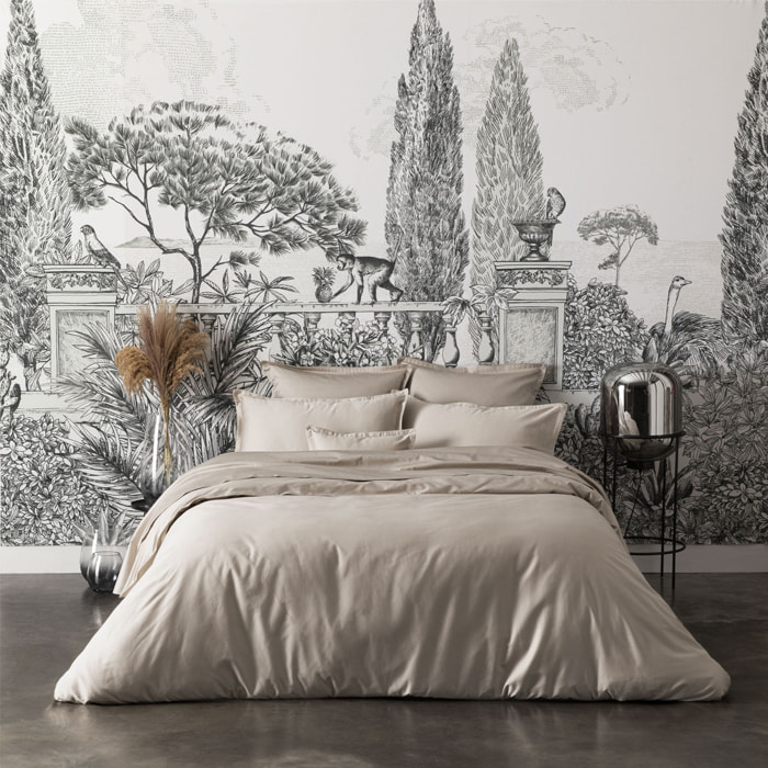 Housse de couette unie en satin de coton bio, TEOPHILE, Taupe Gazelle