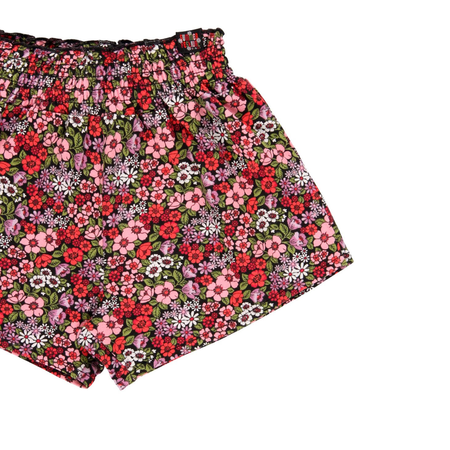 Bermudas punto elástico flores de niña