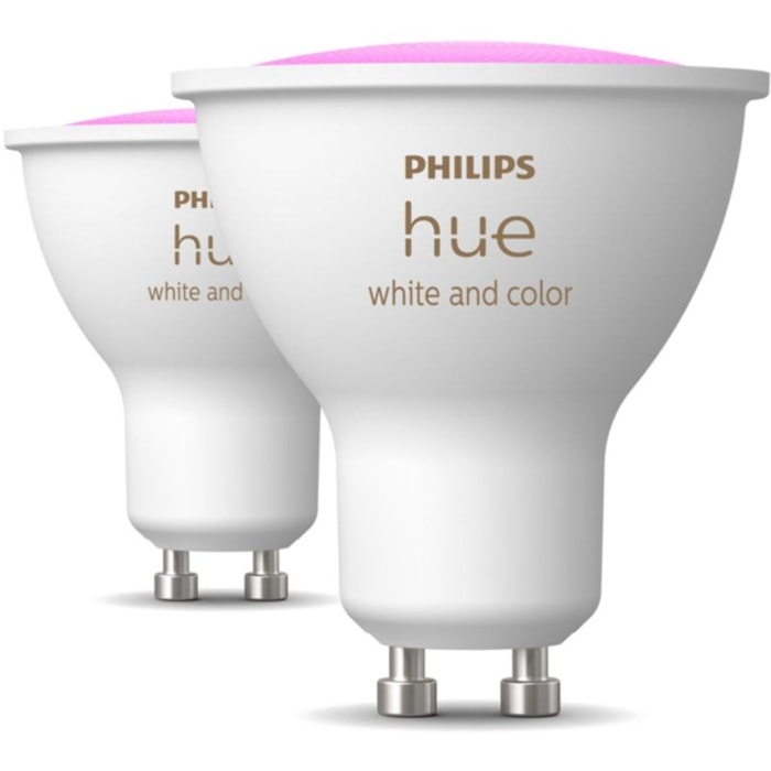 Ampoule LED connectée PHILIPS HUE GU10 White&Color Ambiance pack de 2