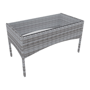 Set Di Mobili da Giardino Salotto Salottino in Rattan 4 Posti con Tavolino Ripiano In Vetro 2 Poltrone Divano 2 Posti Giardino Esterno Cuscini Grigio