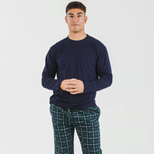 Pijama hombre franela Cuadro Ruz Azul Marino