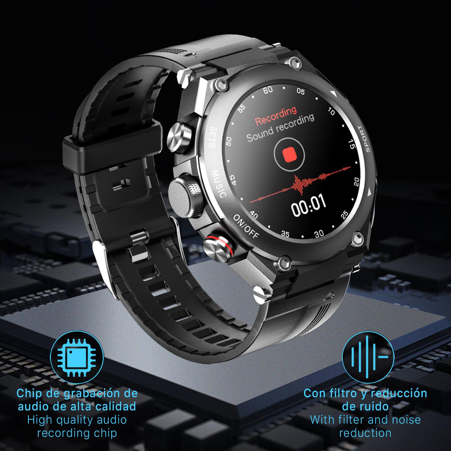 Smartwatch T92 con cuffie TWS integrate e memoria interna per la musica. Cardiofrequenzimetro, O2 nel sangue, termometro.