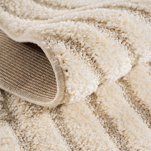 TURIN - Tapis rond moderne à motif arc en relief crème