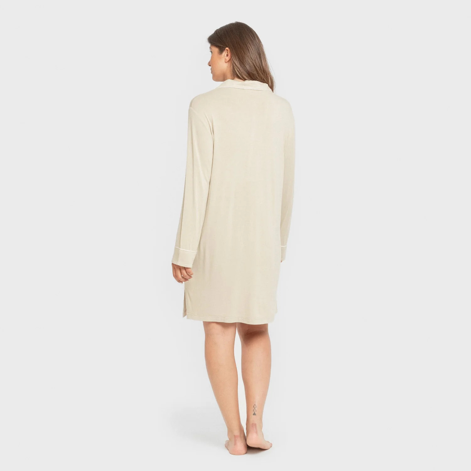 Camisón camisero viscosa punto mujer Beige