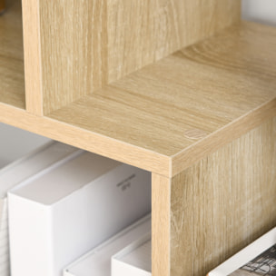 Bibliothèque étagère meuble de rangement dim. 70L x 24l x 178H cm en zigazag et 8 espaces en panneau de particules naturel
