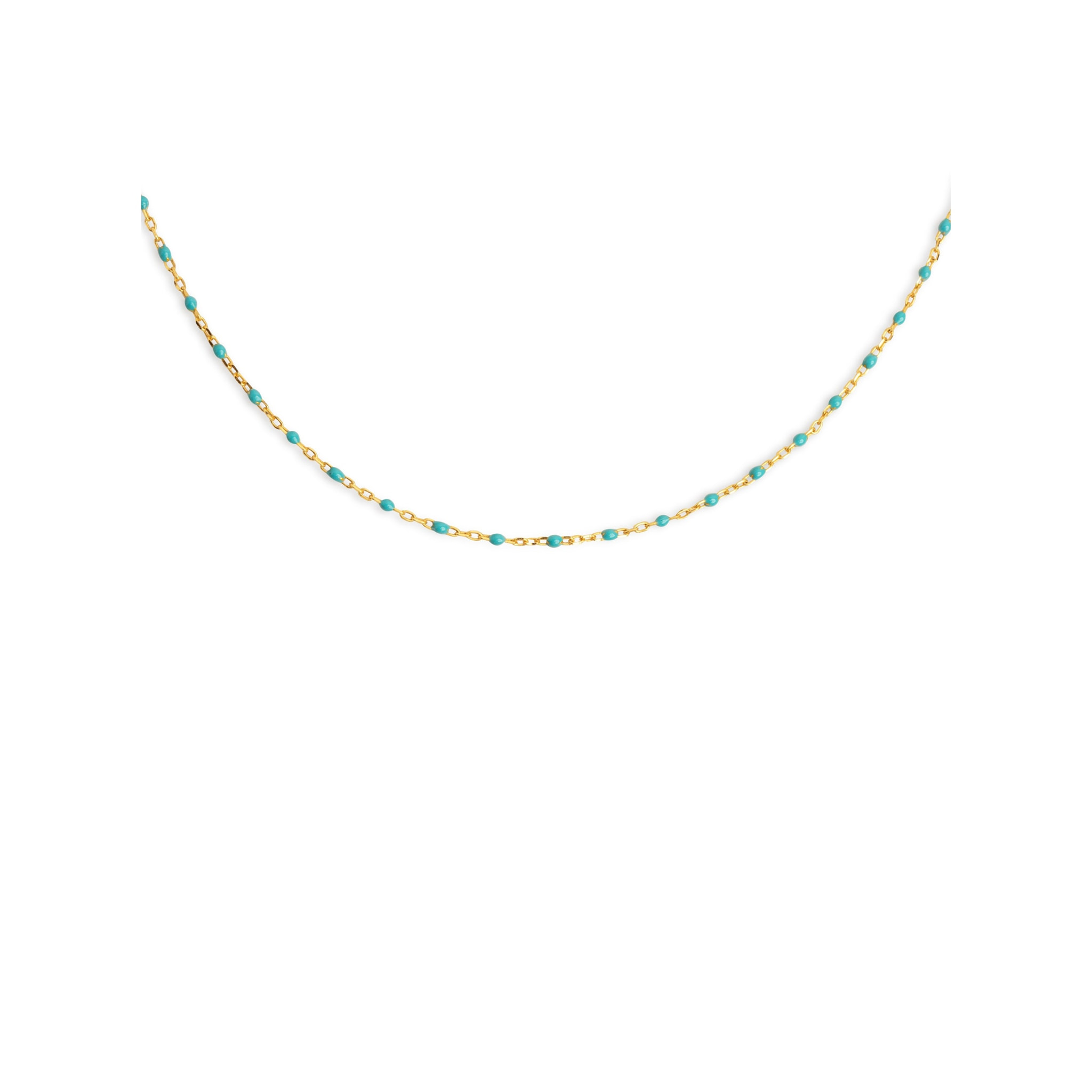Collana Dots Turquoise Enamel Argento Placcato Oro
