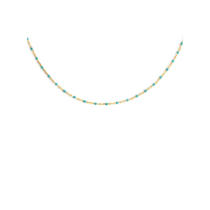 Collana Dots Turquoise Enamel Argento Placcato Oro