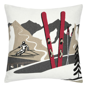 Coussin déco esprit montagne ski - Gris