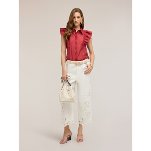 Motivi - Camisa de muselina con volantes - Rojo
