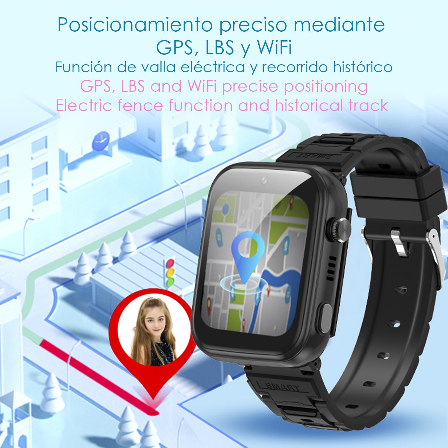 DAM Smartwatch Phone Infantil T45 4G Android 8.1. Conectividad GPS, WIFI, LBS. Reconocimiento facial. 4x1,5x4 Cm. Color: Negro