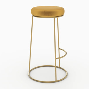 Lot de 2 tabourets de bar 73 cm en velours jaune curry - Kendal