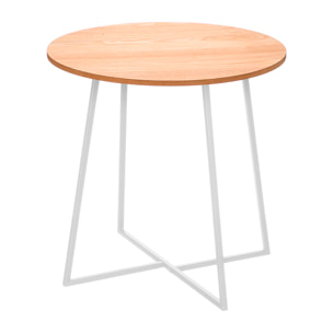 Mesa auxiliar con patas blancas y 40cm de diámetro.