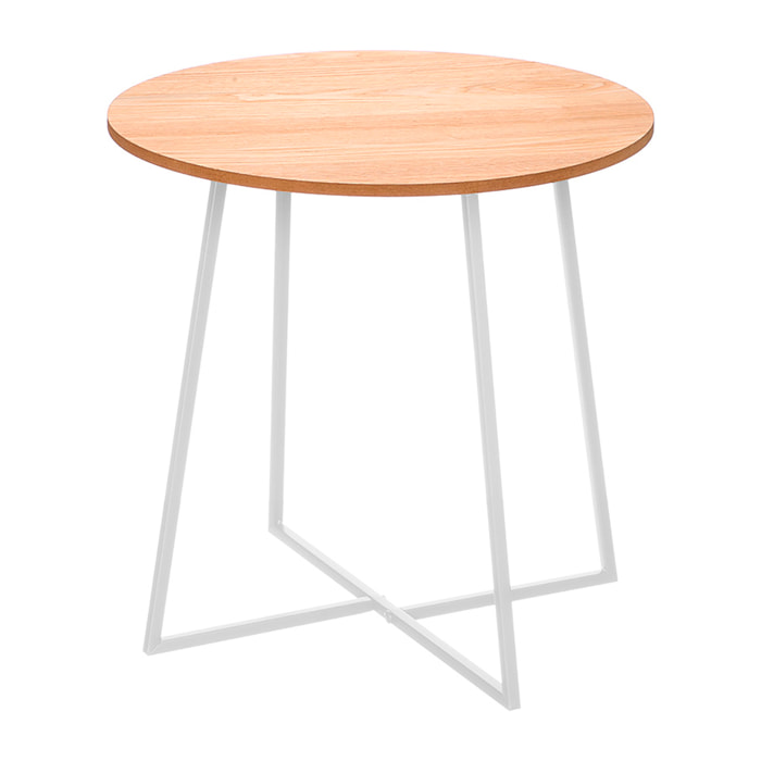 Mesa auxiliar con patas blancas y 40cm de diámetro.