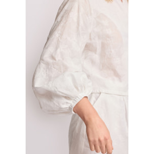 Kocca - Blusa ricamata in puro cotone Donna, Tinta unita, Girocollo