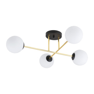 Lampada a sospensione Magnum con struttura in metallo nero e oro