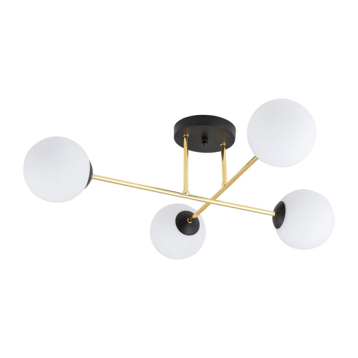 Lampada a sospensione Magnum con struttura in metallo nero e oro