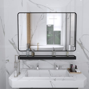 Specchio da parete 70x50 cm con telaio nero e angoli arrotondati - Lay